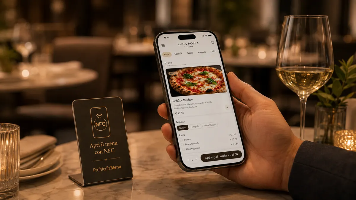 Cliente che consulta il menu digitale tramite NFC