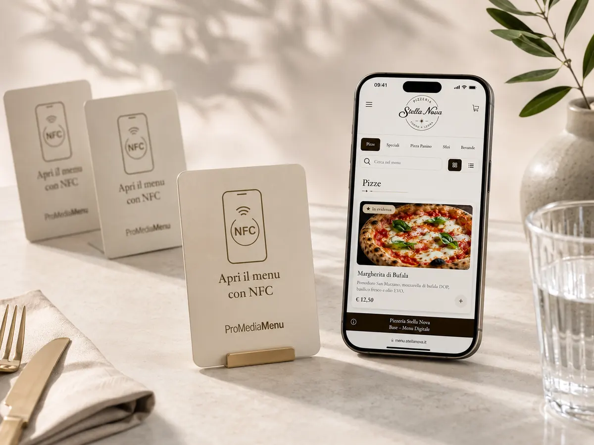 NFC Card ProMediaMenu e menu digitale su smartphone